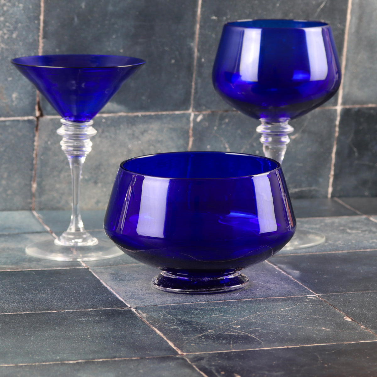 Blue Contemporary Glass Bowl (Small)