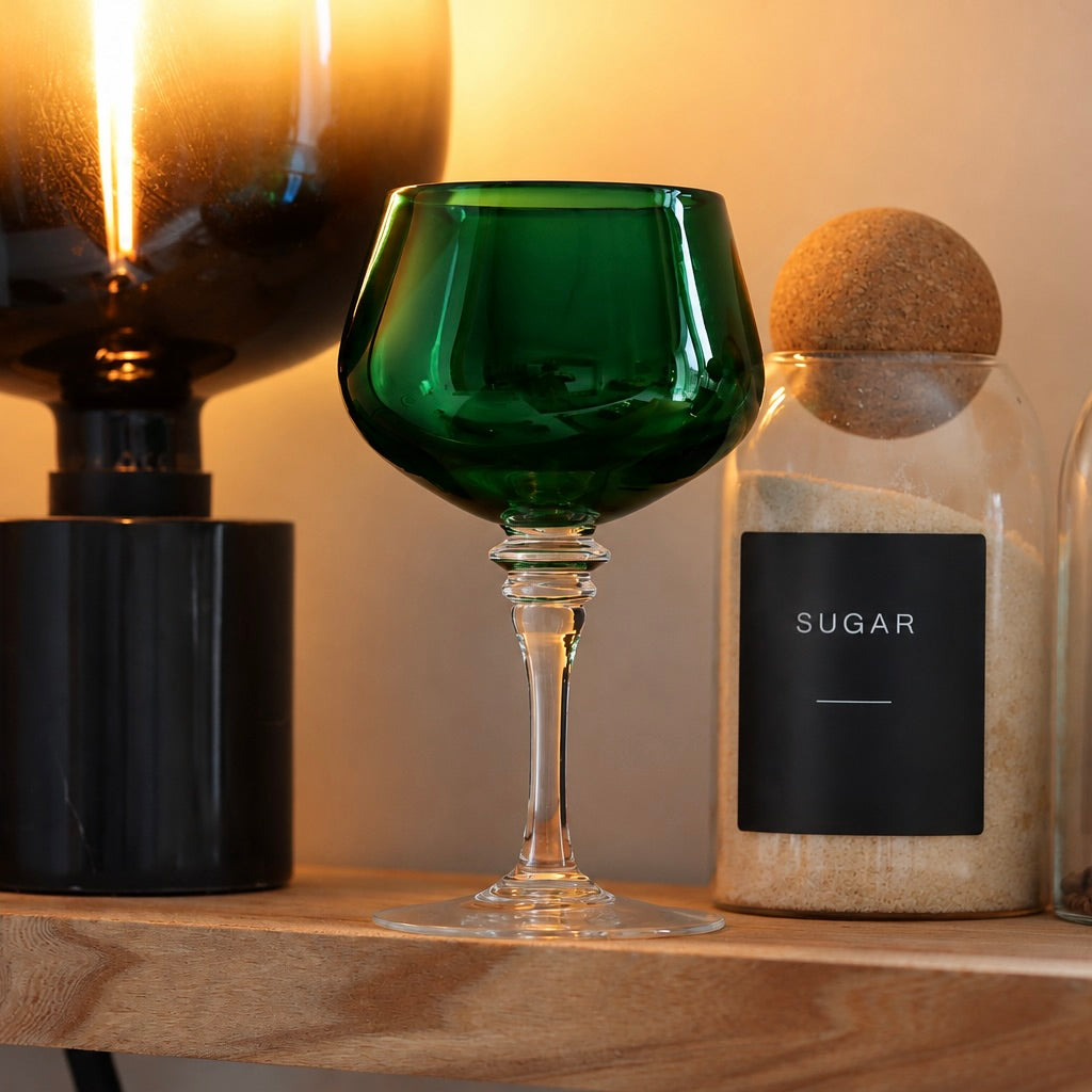 Forest Green Contemporary Gin Glass